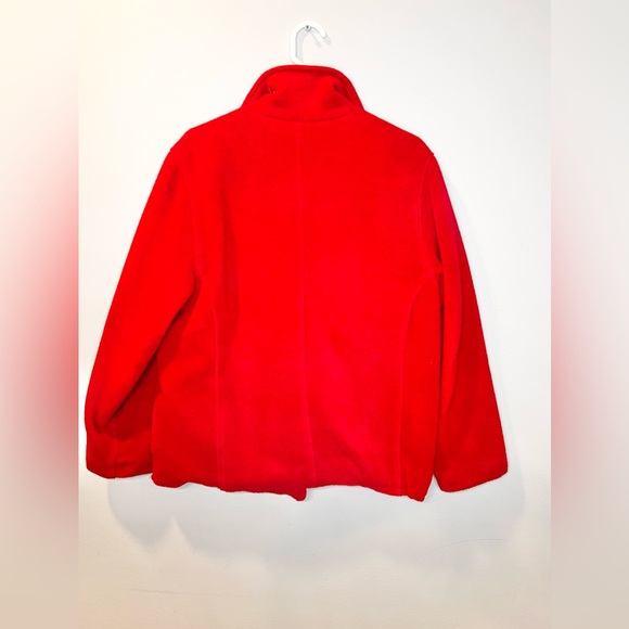 L.L. Bean Women’s Red Fleece Pea Coat Pullover Size Medium - Picture 5 of 5